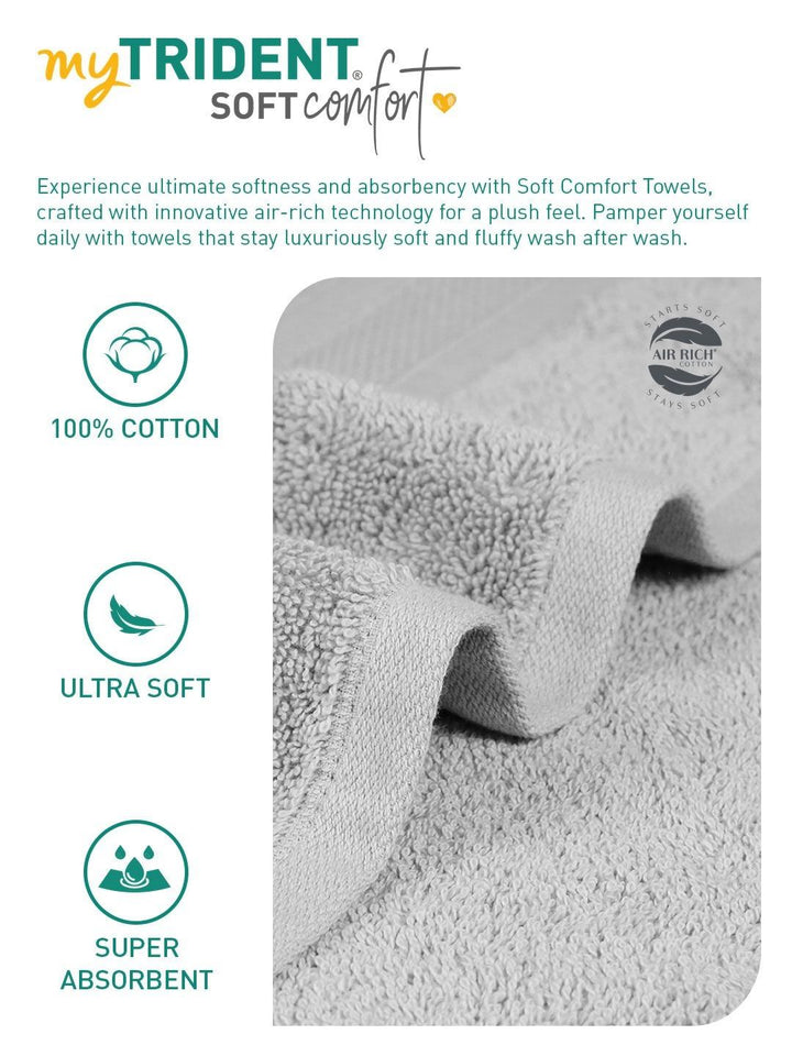 MYTRIDENT Grey 6 Pieces Cotton Soft Comfort 500 GSM Reversible Face Towel