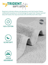 MYTRIDENT Grey 6 Pieces Cotton Soft Comfort 500 GSM Reversible Face Towel