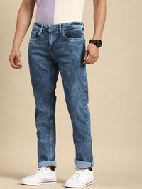 Menjadi Lelaki Manusia Lurus Biru Lurus Cahaya Pudar Asid Cuci seluar jeans