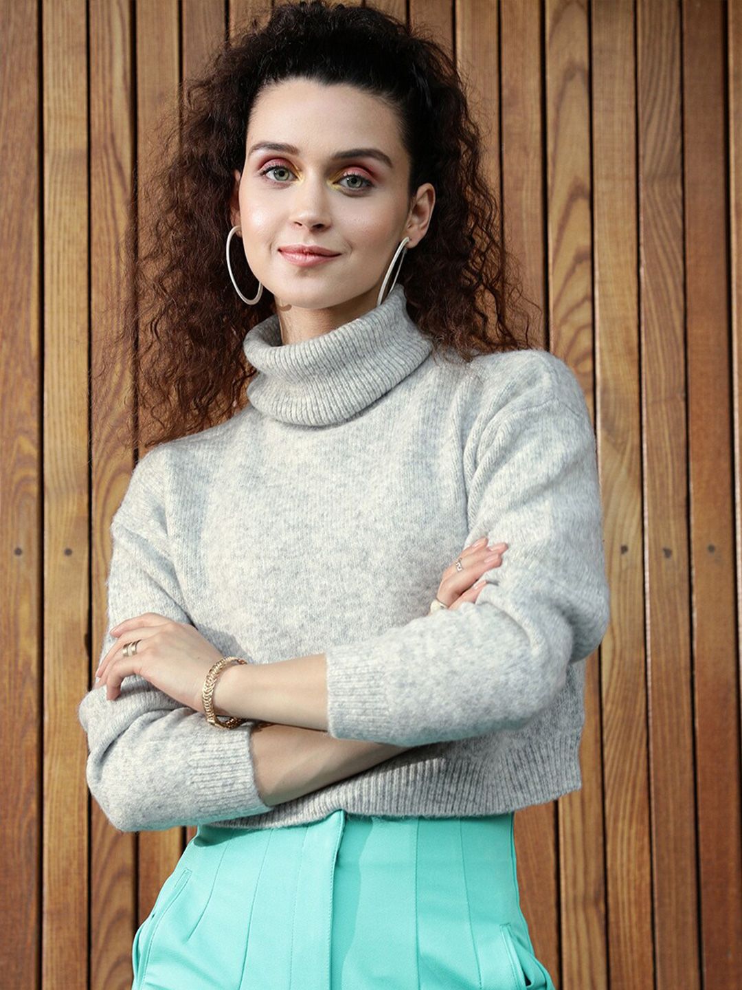 STREET 9 Women Grey Crop Pullover