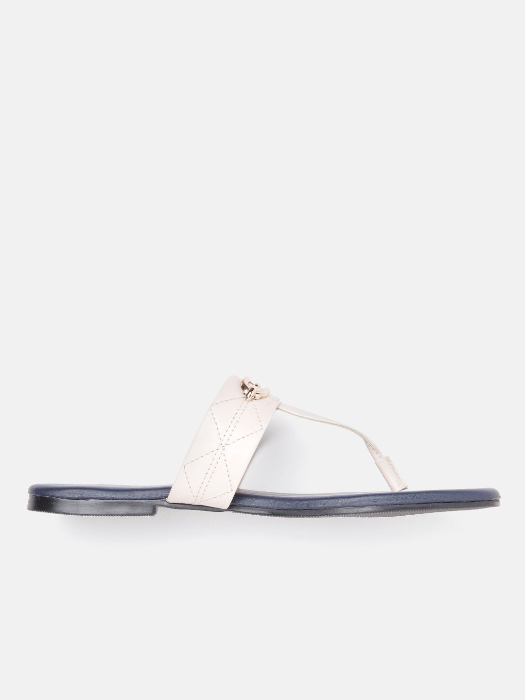 DressBerry Women Textured T-Strap Flats with Embellished Detail