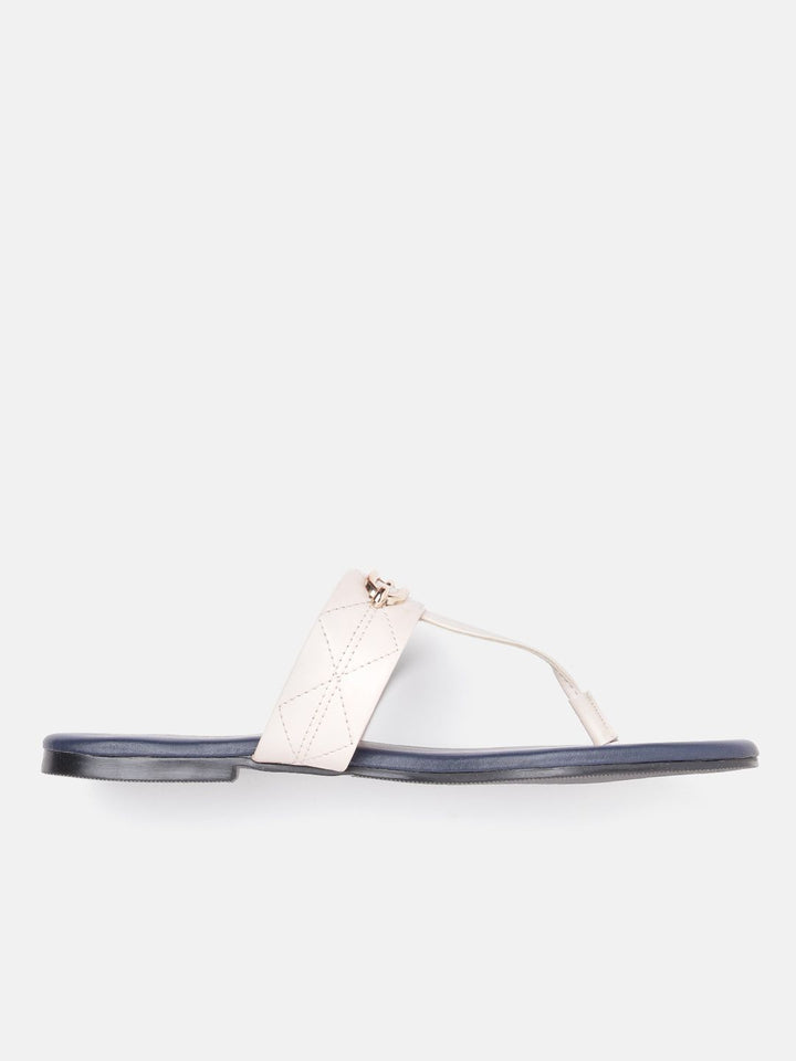 DressBerry Women Textured T-Strap Flats with Embellished Detail
