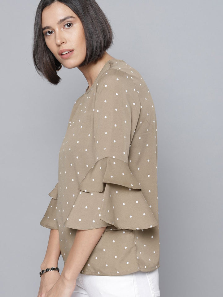 Tokyo Talkies Women Taupe Printed Top