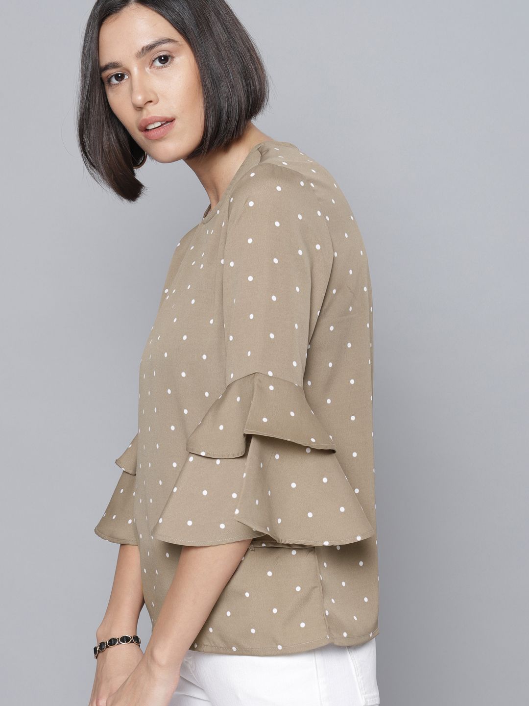 Tokyo Talkies Women Taupe Printed Top