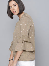 Tokyo Talkies Women Taupe Printed Top