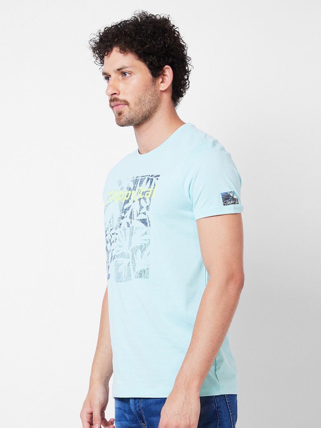 SPYKAR Typography Printed Cotton Slim Fit T-shirt