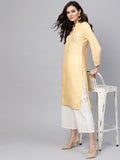 SOJANYA Perempuan Kuning Solid Kurta Lurus