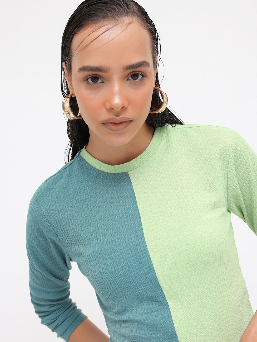 DressBerry Minimalist Mix Ribbed Top