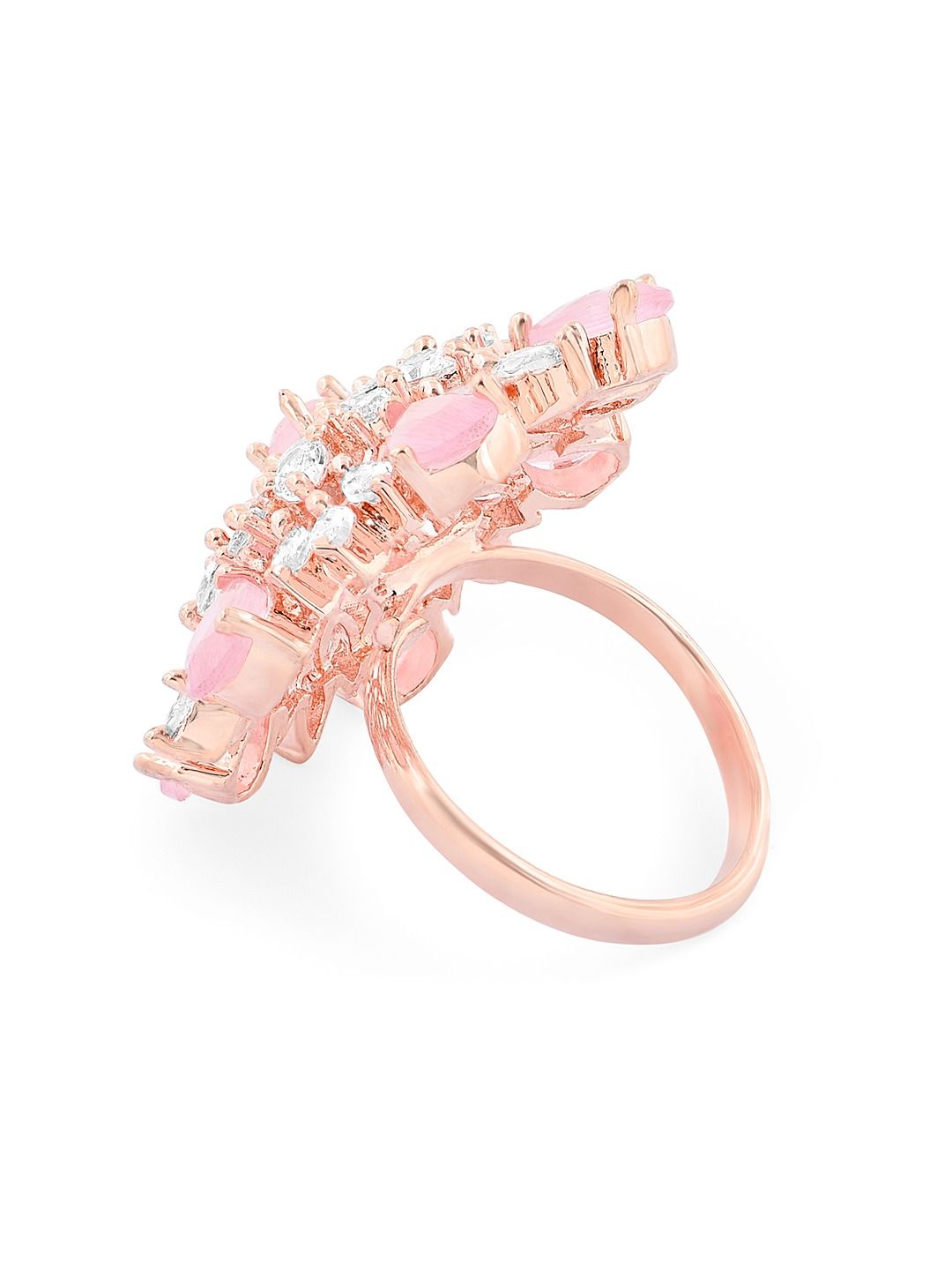 Zaveri Pearls Rose Gold-Plated CZ-Studded Adjustable Finger Rings