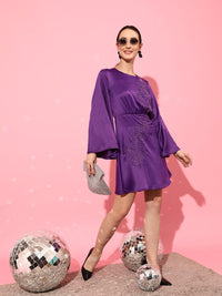 STREET 9 Women Purple Solid Dress
