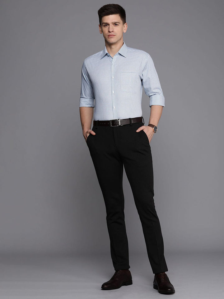 Raymond Men Slim Fit Micro Checks Pure Cotton Formal Shirt