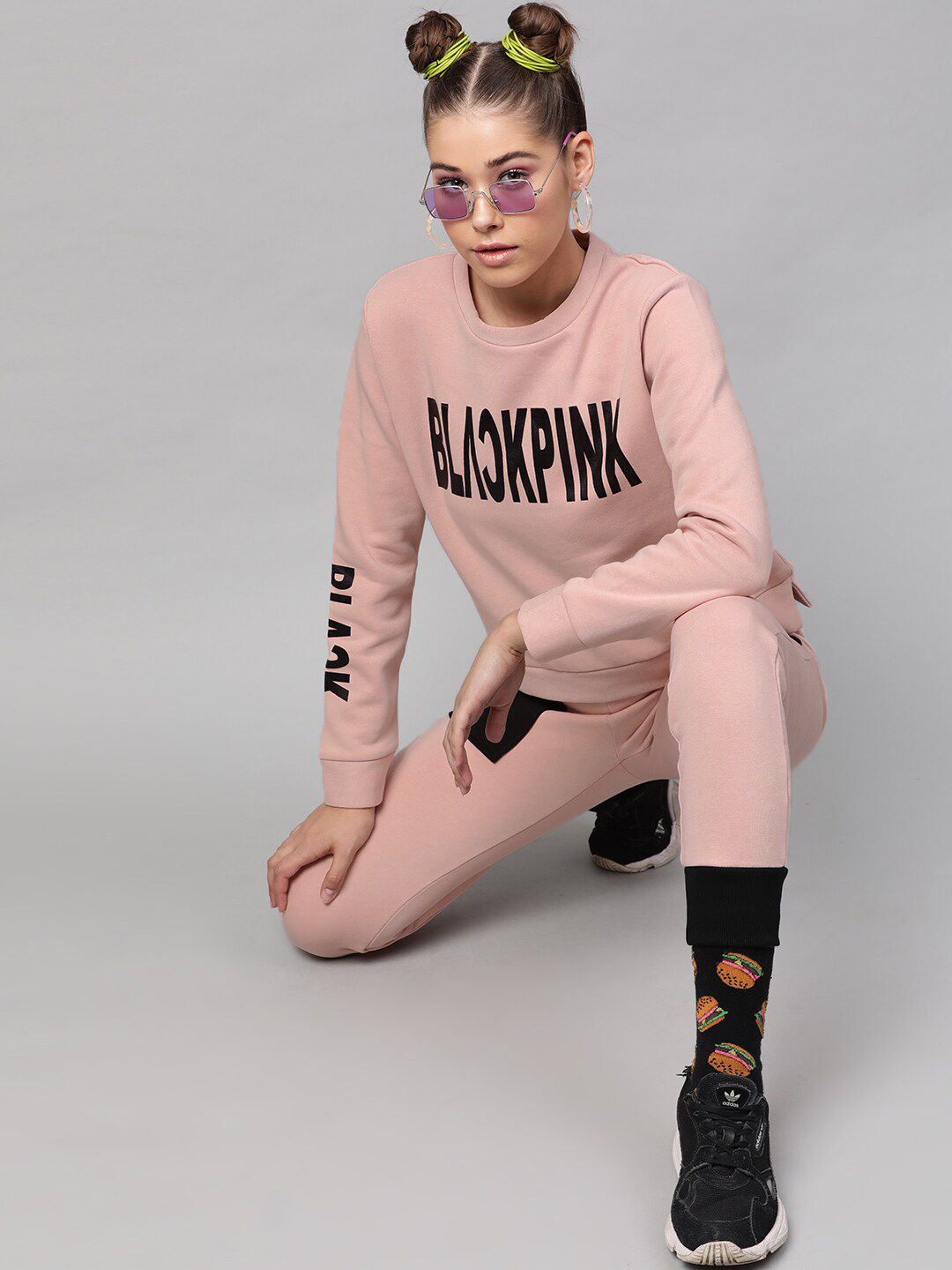 STREET 9 Women Pink & Black Printed Sweatshirt