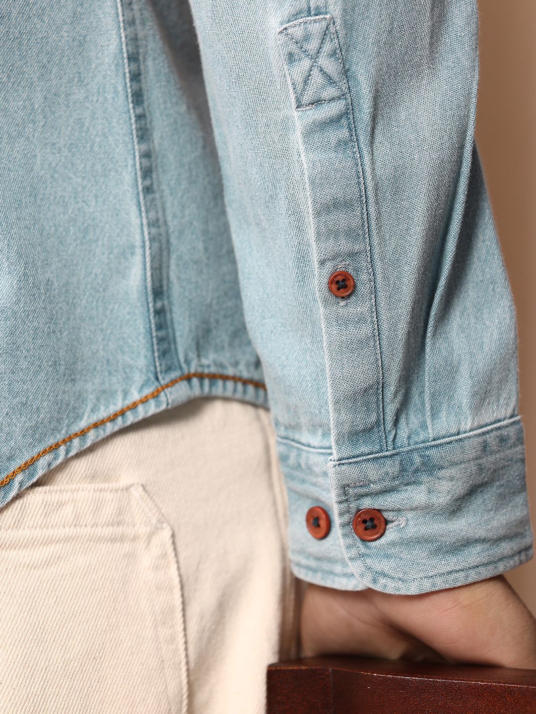 Mr Bowerbird Pure Cotton Tailored Fit Denim Casual Shirt