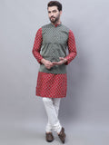 SOJANYA Kurta Bercetak Motif Etnik Dengan Baju Tidur & Jaket Nehru