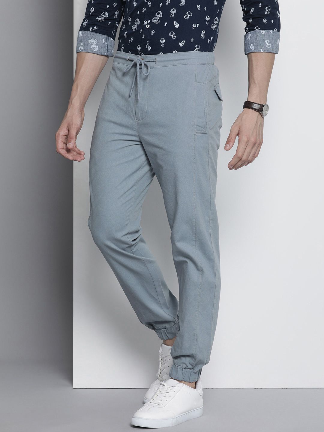 The Indian Garage Co Solid Cotton Joggers Trousers