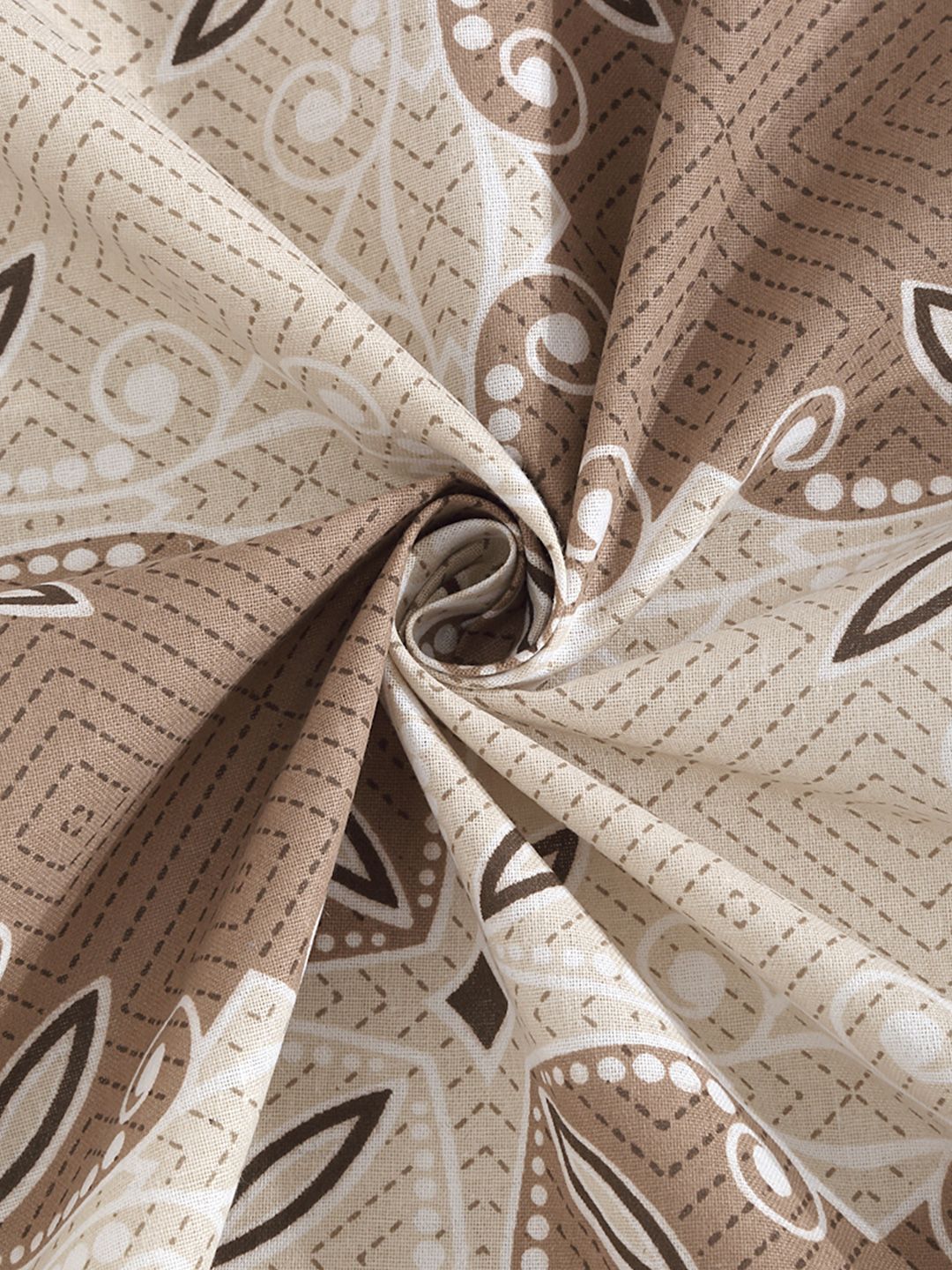 KLOTTHE Brown Floral Printed Pure Cotton 400 TC Single Bedsheet With Pillow Cover