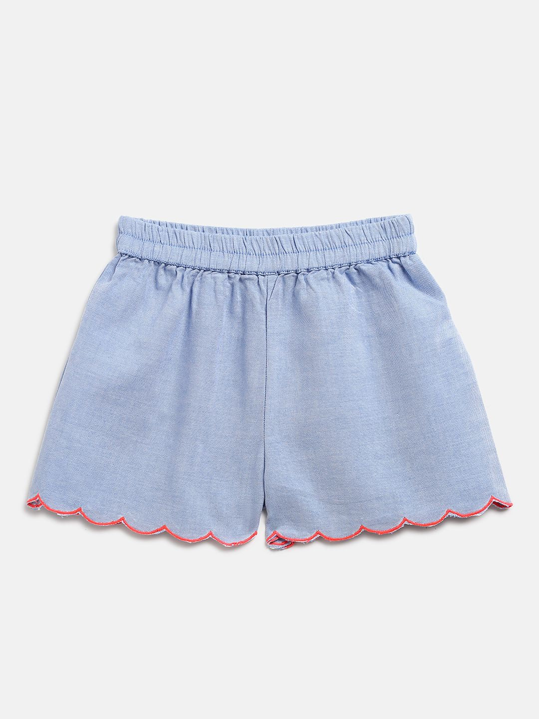 Nauti Nati Girls Blue & Coral Orange Printed Top & Solid Shorts