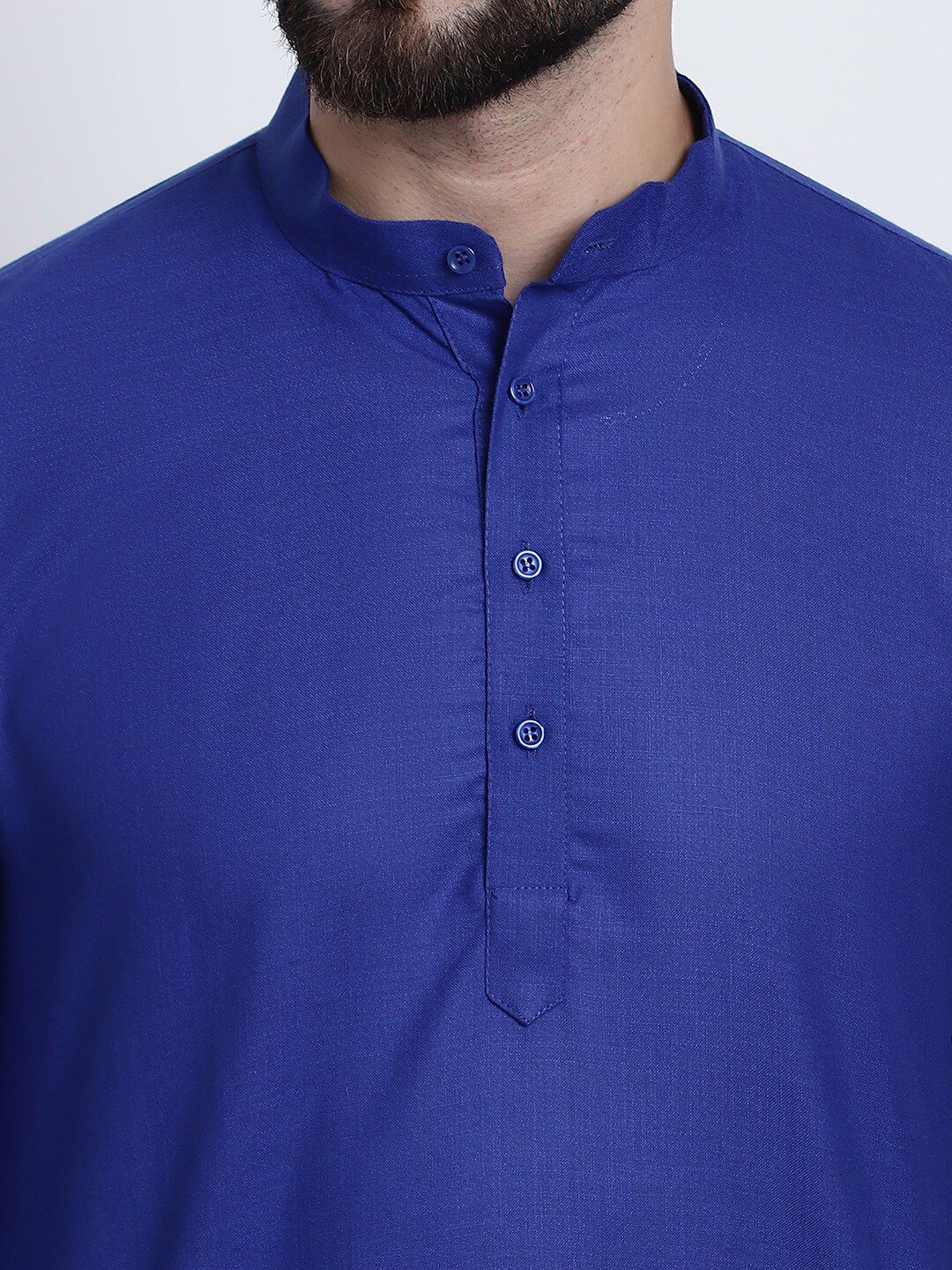 SOJANYA Mandarin Collar Cotton Silk Kurta Pendek Biasa