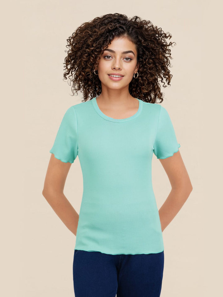DressBerry Solid Ribbed T-shirt