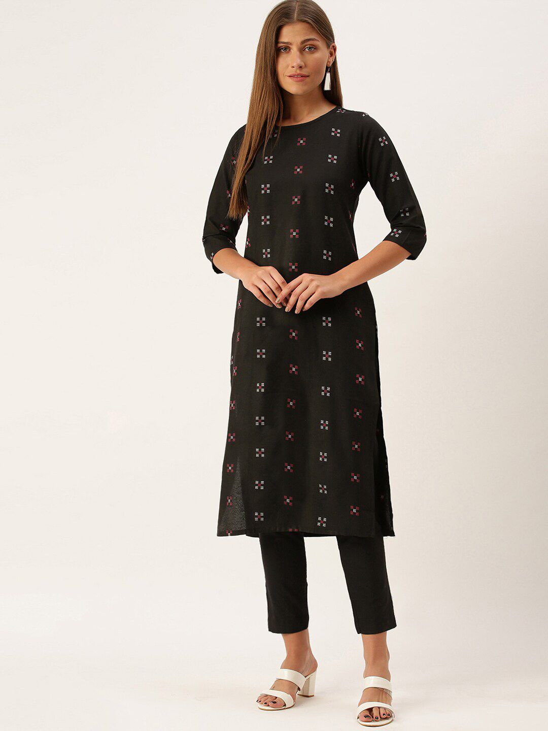 KALINI Woven Design Kurta with Trousers