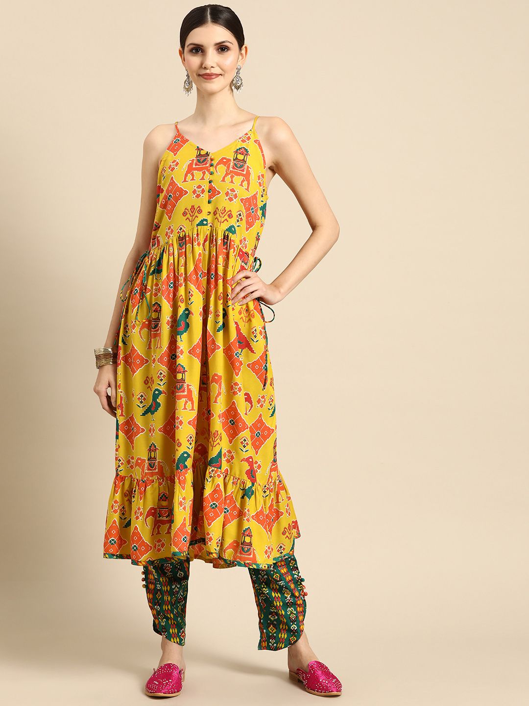 Anouk Women Ethnic Motifs Printed Pure Cotton Kurta with Trouser