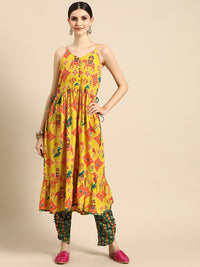 Anouk Women Ethnic Motifs Printed Pure Cotton Kurta with Trouser