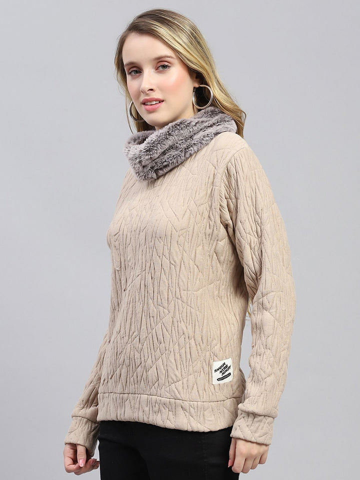 Monte Carlo Women Detachable Faux Fur Trim Sweatshirt