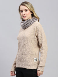 Monte Carlo Women Detachable Faux Fur Trim Sweatshirt