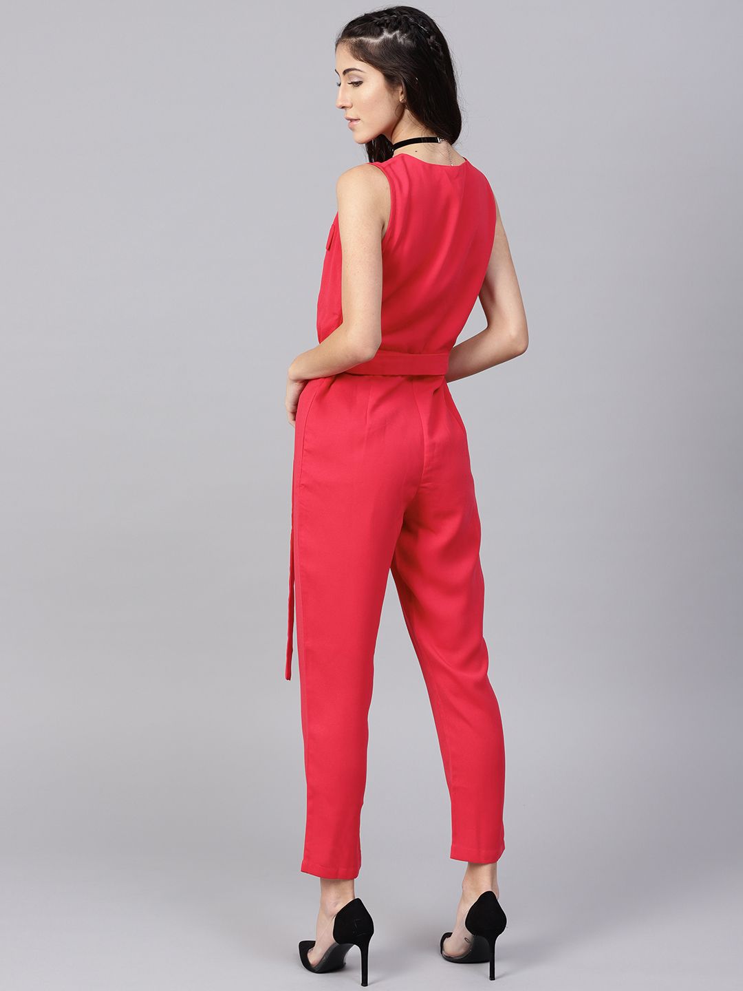 STREET 9 Pink Solid Basic Jumpsuit