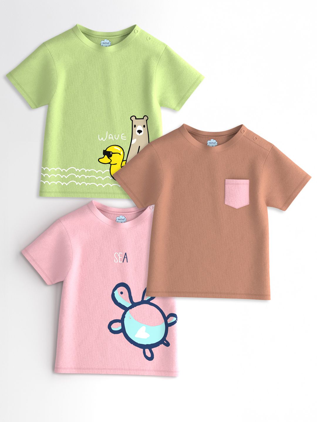 Nauti Nati Boys Pack Of 3 Graphic Printed Cotton Antimicrobial T-shirts