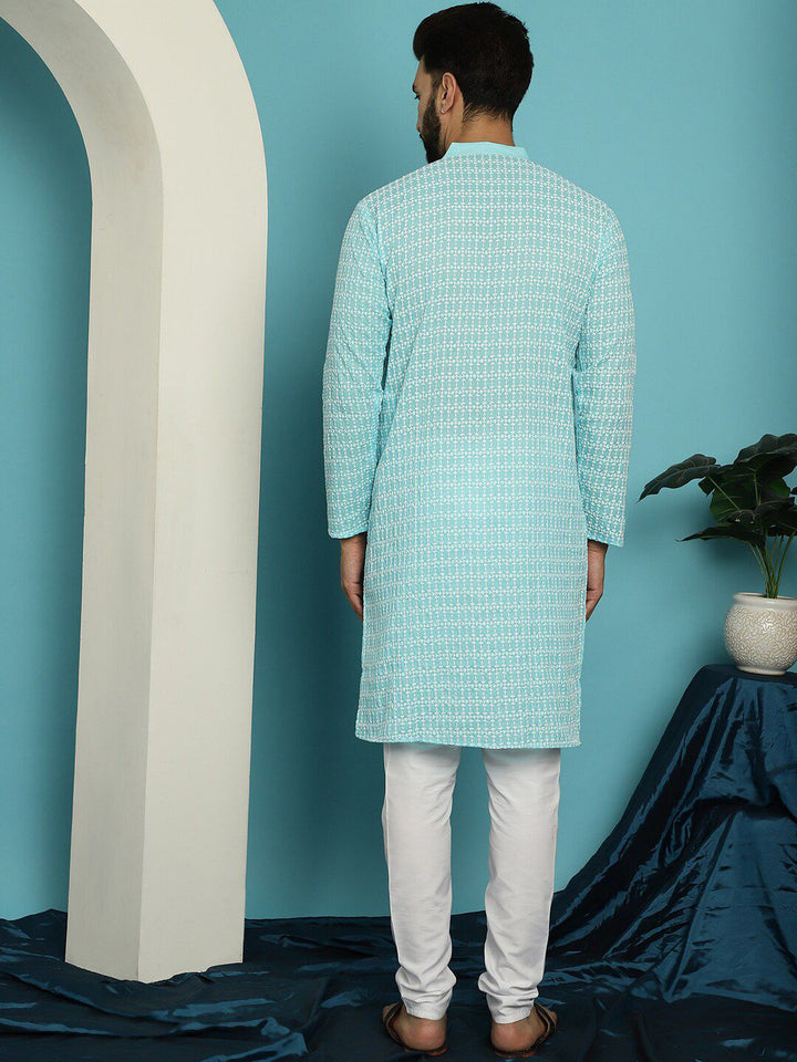 SOJANYA Motif Etnik Sulam Kurta Kapas Tulen dengan Churidar
