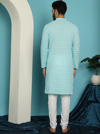 SOJANYA Motif Etnik Sulam Kurta Kapas Tulen dengan Churidar