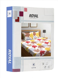 KLOTTHE White & Brown Floral Cotton Blend 300 TC King Bedsheet With 2 Pillow Cover