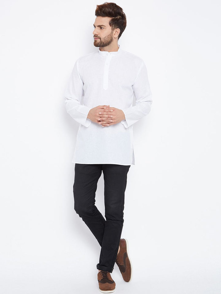 SOJANYA Men White Solid Straight Kurta