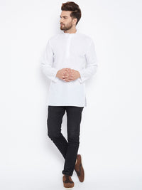 SOJANYA Men White Solid Straight Kurta