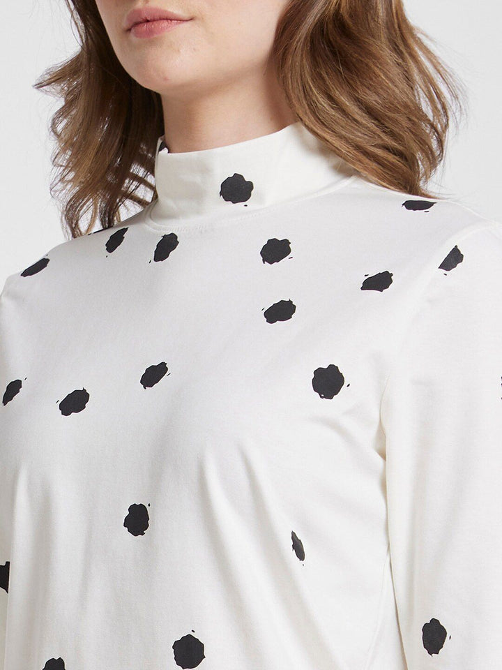 SPYKAR Polka Dots Printed High Neck Cotton Top