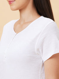 Being Human Henley Neck Short Sleeves Longline T-shirt