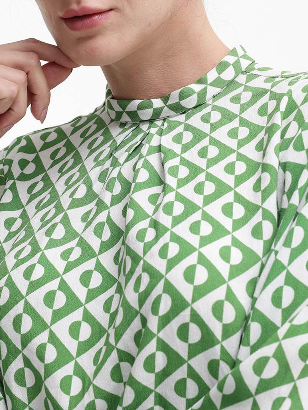 RAREISM Geometric Print Cotton Boxy Top
