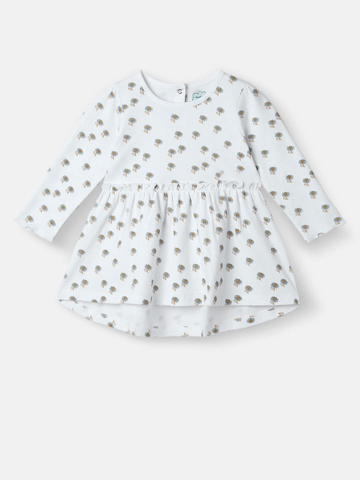 Nauti Nati Girls Printed Long Sleeves Pure Cotton Top With Trousers