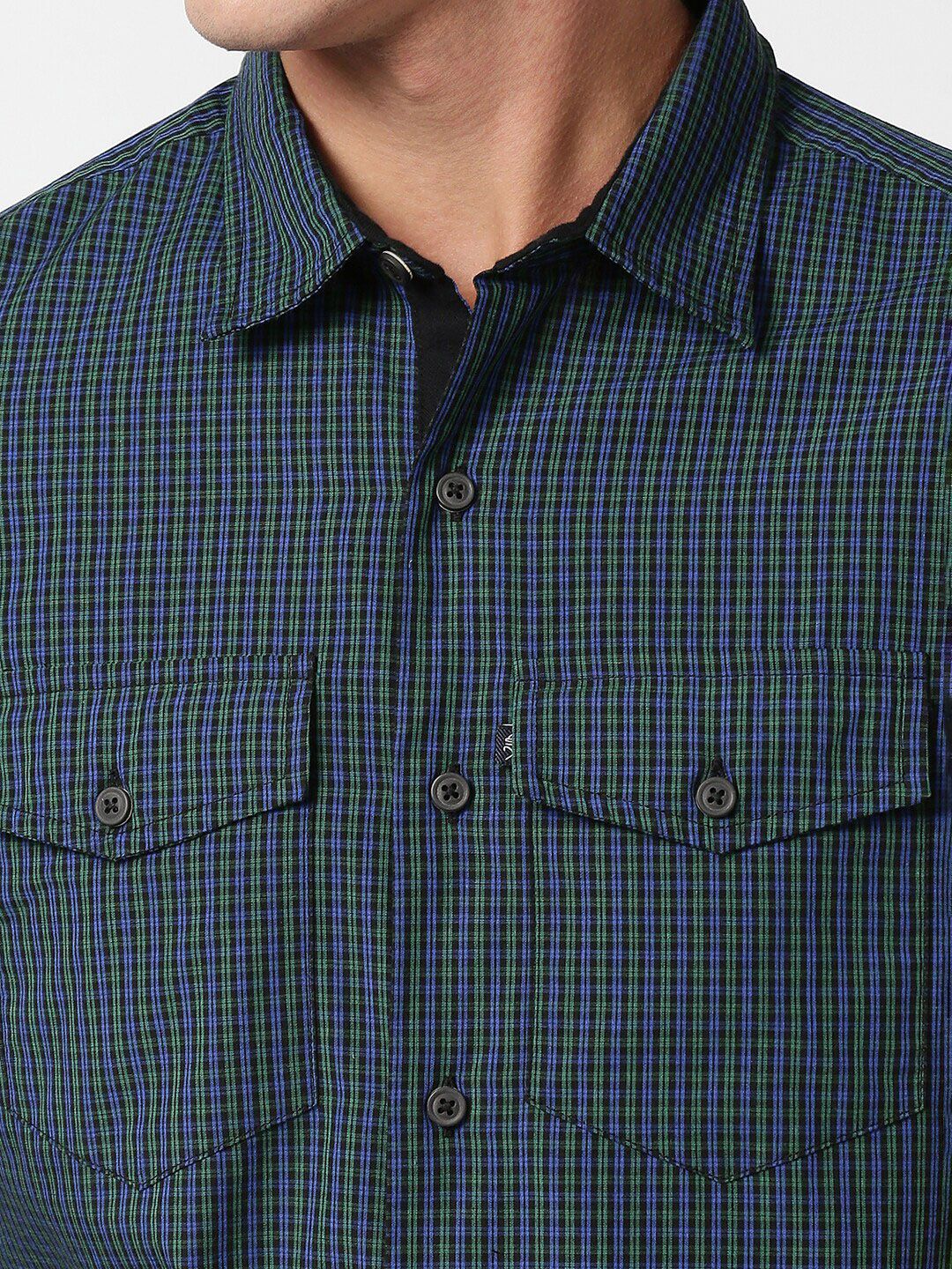 Thomas Scott Men Classic Slim Fit Checked Casual Cotton Shirt