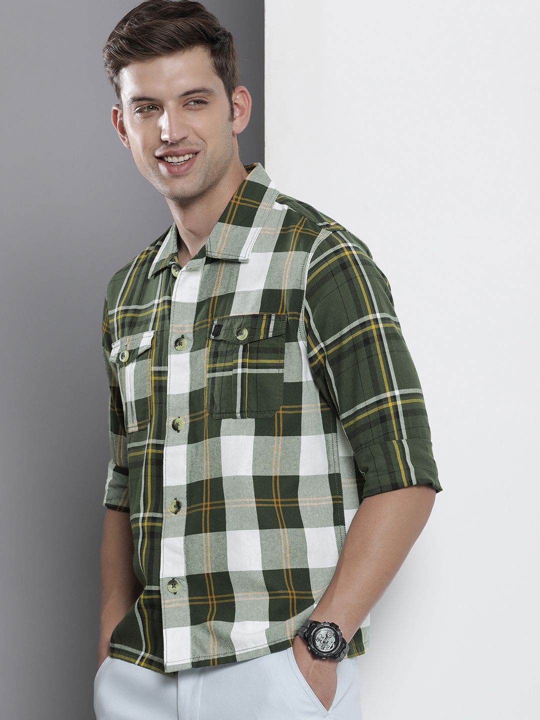 The Indian Garage Co Men Opaque Checked Casual Shirt