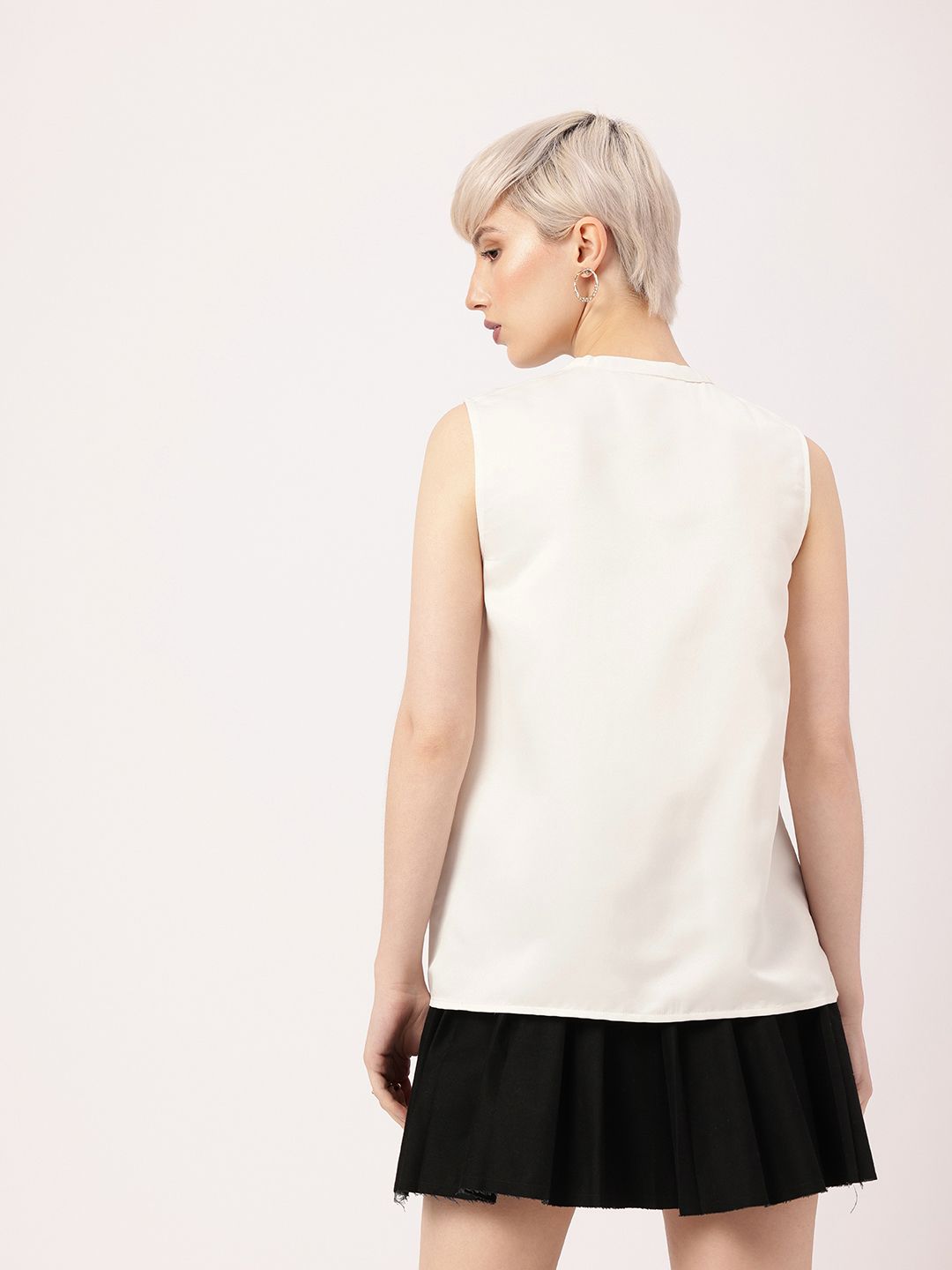 DressBerry Boss Bae Glam Sleeveless Pleated Detail Shirt