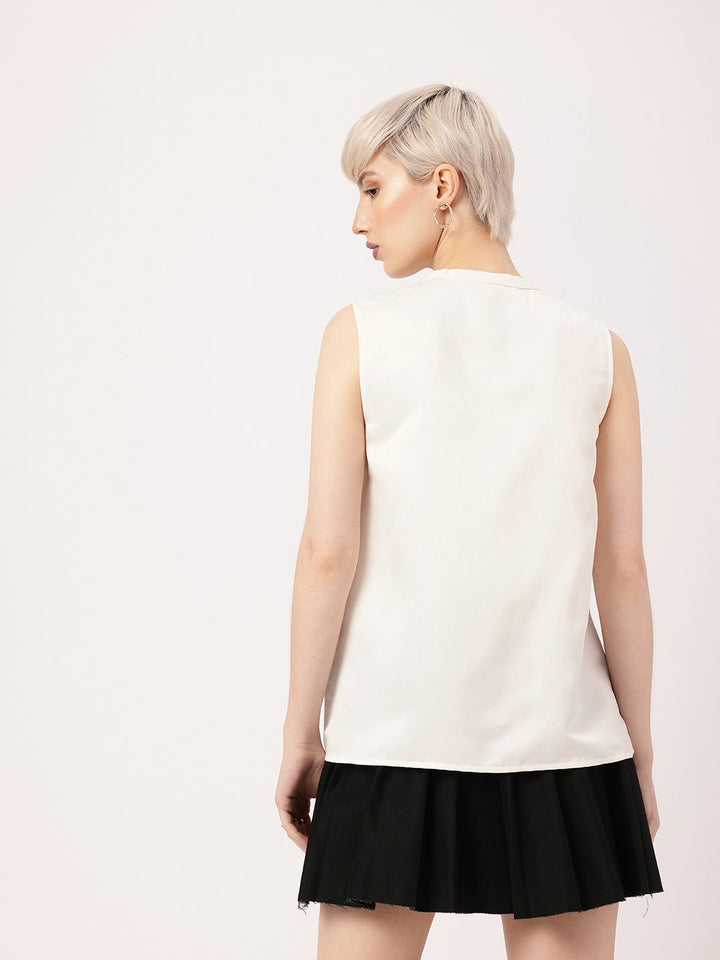 DressBerry Boss Bae Glam Sleeveless Pleated Detail Shirt