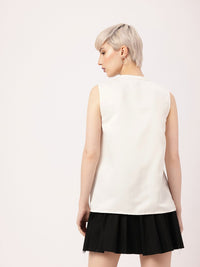 DressBerry Boss Bae Glam Sleeveless Pleated Detail Shirt