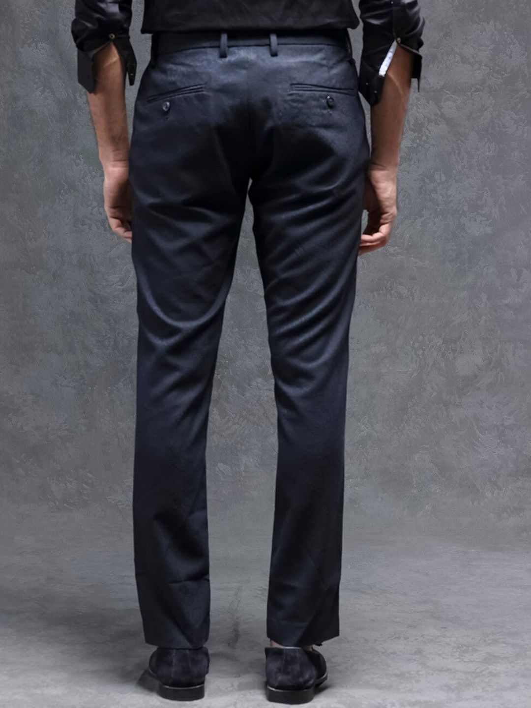 RARE RABBIT Men Seth Mid-Rise Slim Fit Flat-Front Plain Trouser