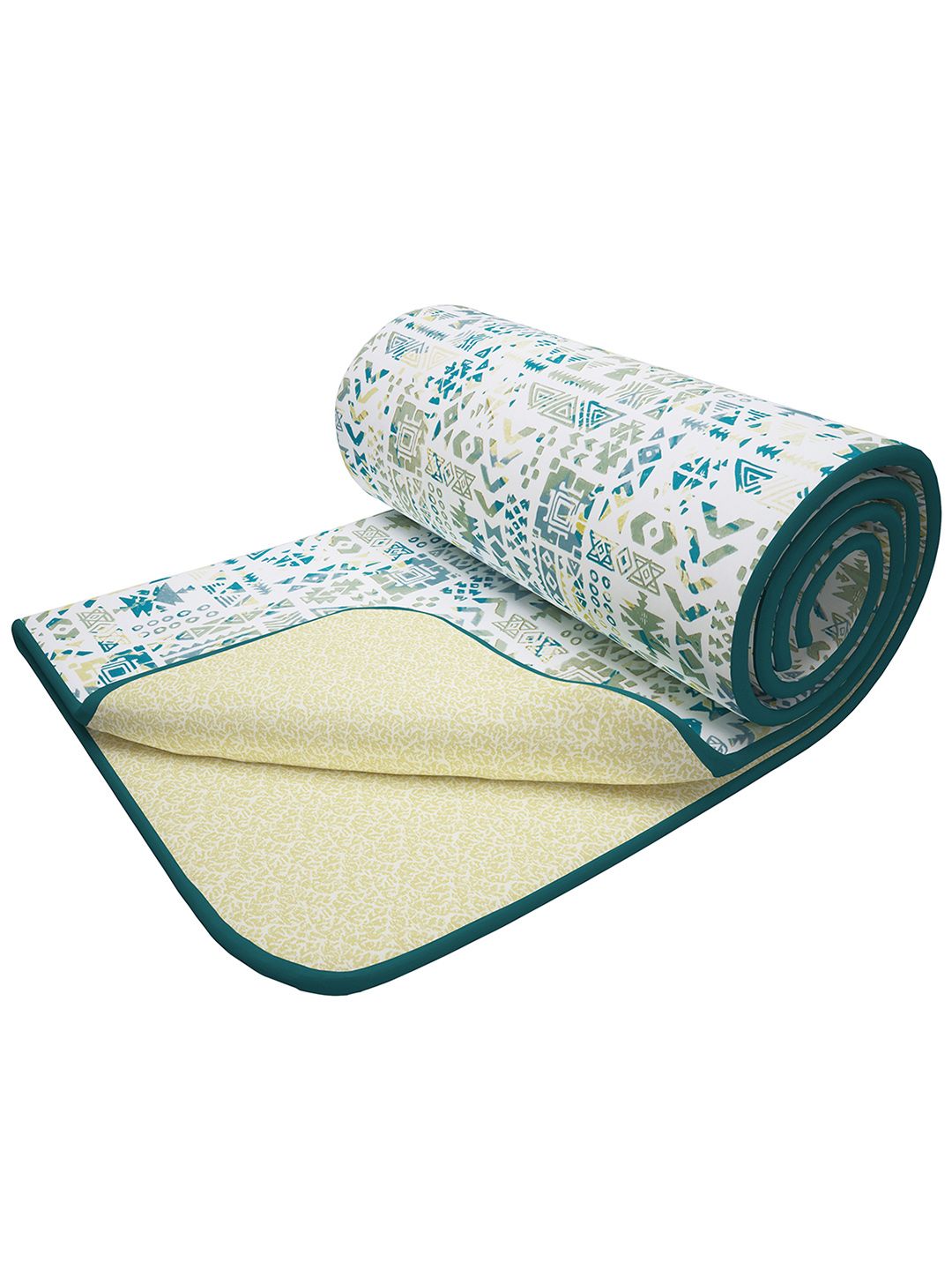Story@home Yellow & Blue Printed AC Room 150 GSM Reversible Cotton Double Bed Dohar