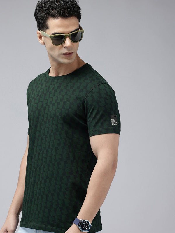 SPYKAR Geometric Printed Slim Fit T-shirt