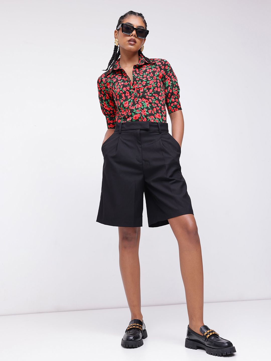 DressBerry Vibrant Bright Floral Printed Shirt