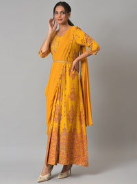 W Women Yellow Ethnic Motifs Printed Ethnic Maxi Dress