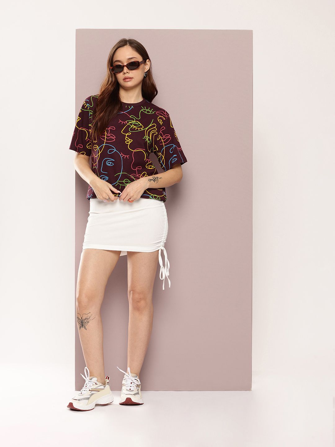 DILLINGER Women's Oversized Crew Neck Printed Tshirt